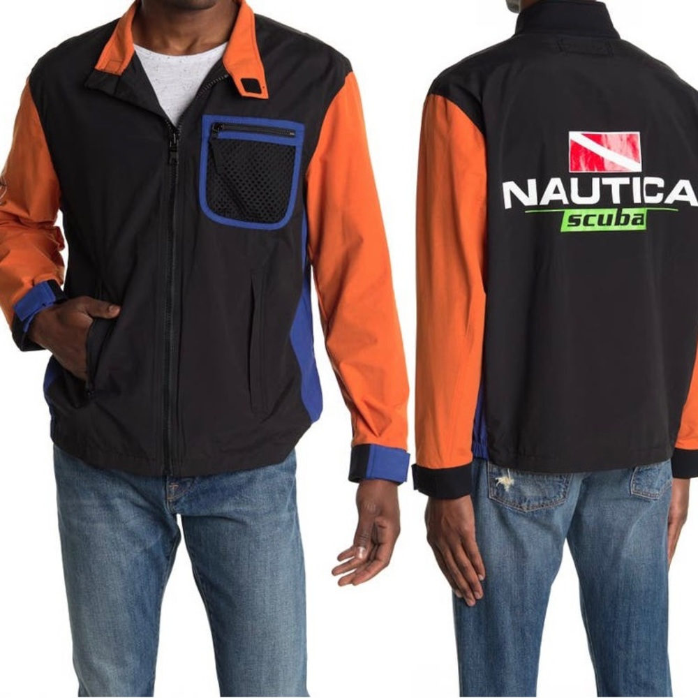 Nautica Reissue black orange blue jacket windbreaker XL NEW